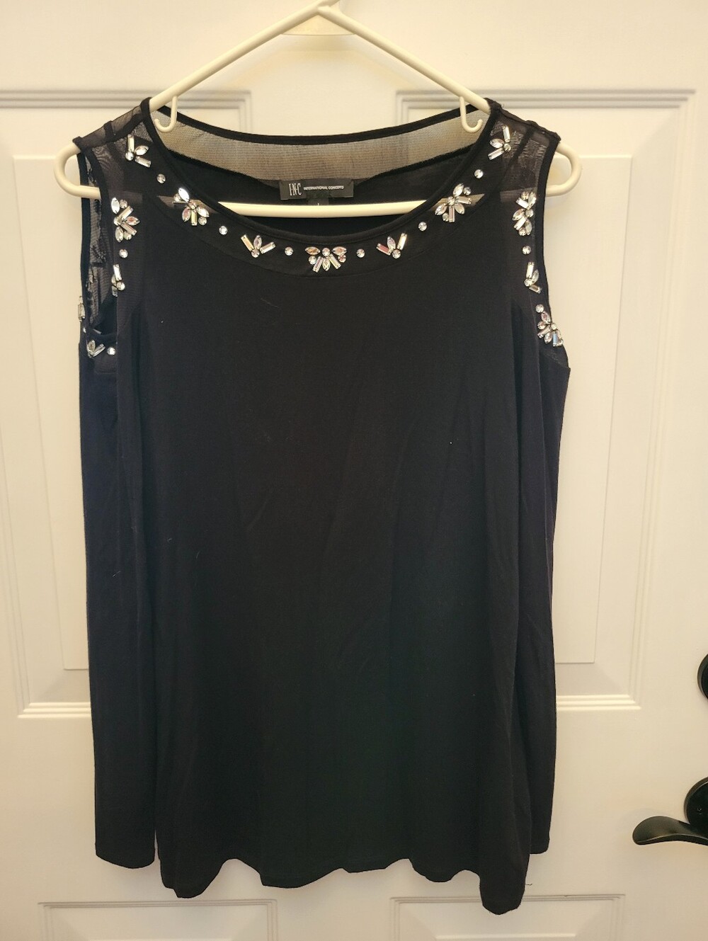 Embellished INC International Concepts Black Sleeveless Top
